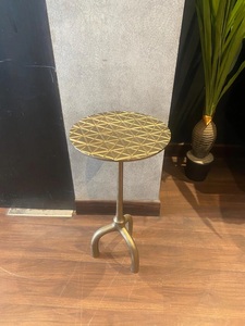 Designer Geometric Pattern Side Table Round Top Artistic Surface Tripod Base Stable Support Compact Accent for Modern Interiors - Product Image 3