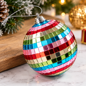Boule disco arc-en-ciel décorative, sphère mosaïque miroir colorée, ornement réfléchissant pour fête, décoration rétro glamour pour la maison, centre de table festif - Product Image 1