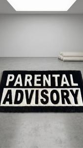 Alfombra de Lana Hecha a Mano de Lujo en Blanco y Negro con Advertencia Parental, Antideslizante, Moderna y Elegante para Decoración de Dormitorio y Sala de Estar - Product Image 6