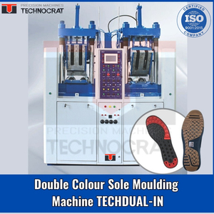 Máquina de moldeo Technocrat de alta tecnología para suelas de PVC, TPR y TPU de doble color, fuerza de sujeción de 125 toneladas, motor central, 40-60 pares/hora, 110V - Product Image 5