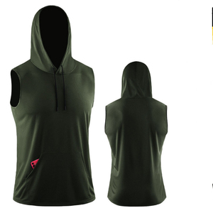 Men's <b>Sleeveless</b> Mayron Solid Color Hooded Tank Top Solid Black Quick Dry Knitted Fabric Casual Fit Summer Wear <b>Sleeveless</b> <b>Hoodi</b> - Product Image 4