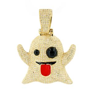 Collar con Colgante de Moissanita Fantasma Chapado en Oro, Joyería con Diseño de Cara Feliz para Regalo de Fiesta - Product Image 1