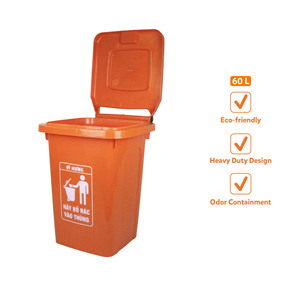 ถังขยะพลาสติกสำหรับงานหนัก 60 ลิตร พร้อมฝาปิด ทนทานต่อสภาพอากาศ สีเหลือง สำหรับใช้กลางแจ้ง เหมาะสำหรับโรงพยาบาลและถนน - Product Image 4