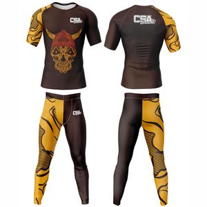 Ensemble de rashguard personnalisé imprimé numériquement pour BJJ, MMA et lutte, vente en gros directe d'usine, combinaison de compression respirante pour hommes - Product Image 1