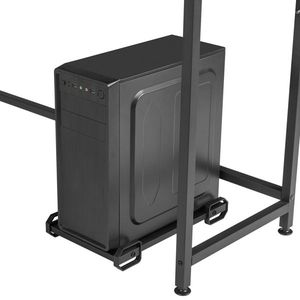 Black Pockmarked Particle <b>Board</b> Computer Desk with RGB <b>Light</b> L-Shaped Upper Shelf 170*120*75cm 2 U Storage-Triamine Coating - Product Image 5