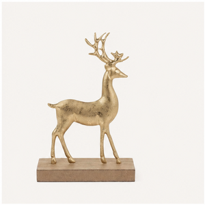 Elegant Gold Reindeer Sculpture Wooden Base Handcrafted Aluminum Christmas Wedding Figurine Modern Eco-friendly Home <b>Decor</b> - Product Image 3