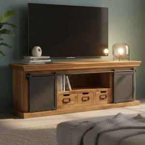 MANGO WOOD INDUSTRIAL <b>TV</b> UNIT DOOR MEDIA CONSOLE for HOTEL and DINING ROOM - Product Image 1