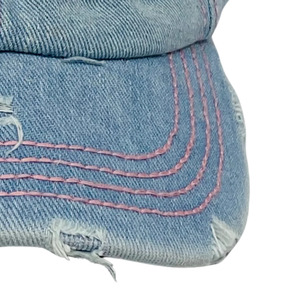 PRETTY GIRL <b>Light</b> Denim <b>Hat</b> Women Girls Fashion Denim Baseball Cap Custom Embroidery Adjustable Cotton Jean Cap Casual - Product Image 4