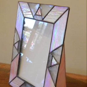 Wholesale Supplier Stained Glass Photo <b>Frame</b> Iridescent Geometric Pattern Desktop Picture Holder Tabletop Home Office Display - Product Image 1
