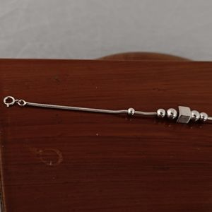 Pulsera de Cadena de Serpiente con Cuentas de Plata de Ley 925, Acabado en Rodio, Minimalista, Ajustable, con Dije de Bola, Pulsera de Diseño para Mujer - Product Image 2