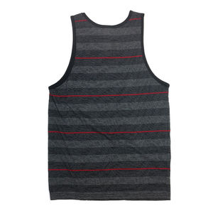 Men's Striped Sleeveless Tank Top O-Neck Knitted Breathable Casual Workout Vest Black Red Stripe <b>Pattern</b> - Product Image 5