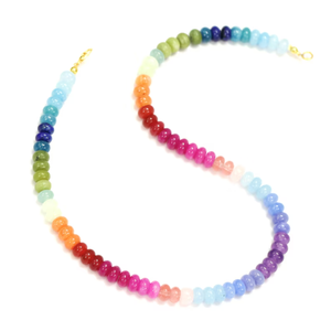 Hermoso collar de cuentas redondas lisas de cuarzo de colores mixtos, collar de piedras preciosas lisas de cuarzo multicolor brillante, regalo para ella. - Product Image 1