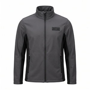 Slate Grey Black Side <b>Panel</b> <b>Softshell</b> Weatherproof Shield High Stand Neck Full Zip Professional Utility Workwear Outer Activewea - Product Image 1