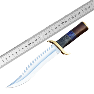 Cuchillo de Caza Estilo Bowie Premium con Hoja Dentada, OEM Disponible, Cuchillo de Supervivencia para Exteriores con Guarda de Latón, Suministro al por Mayor - Product Image 6