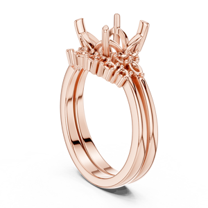 Anillo de compromiso de alta gama con diseño de montaña simple, elaborado con oro rosa macizo de 14 quilates, con engaste de cuatro puntas, a precio mayorista. - Product Image 1