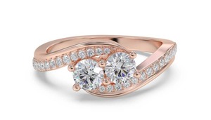 <b>Two</b> <b>Stone</b> Round Diamond Shoulder Set <b>Ring</b> 0.65 Ct Lab Grown Diamond In 18K Gold Platinum - Product Image 3