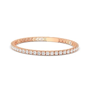 Bracelet tennis en or rose 9 carats avec diamants de laboratoire taille brillant ronds 7,05 CTW - Product Image 2