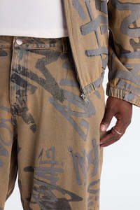 Jeans de Mezclilla de Algodón para Hombre, Corte Recto, Estampado de Letras, Ajuste Holgado, Cintura Media, Estilo Casual de Primavera - Product Image 2