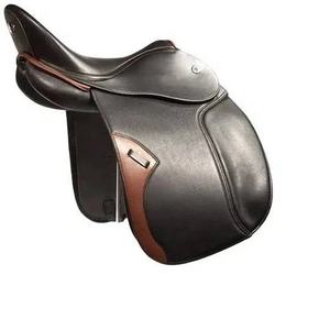 Selle d'équitation anglaise en cuir marron de qualité supérieure, fabriquée à la main, pour le saut d'obstacles, le dressage et l'entraînement tout usage - Product Image 1