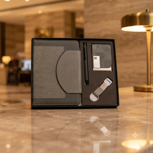 Executive Premium Grey Leatherette Diary Pen Keychain Card Holder Combo Corporate <b>Gifting</b> Set <b>Office</b> Employees Business Kit 192 - Product Image 4