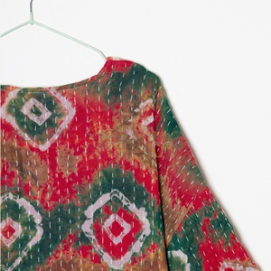 Kimono Kantha Acolchado de Algodón Hecho a Mano en India, con Estampado Floral, para Invierno, Superventas - Product Image 4