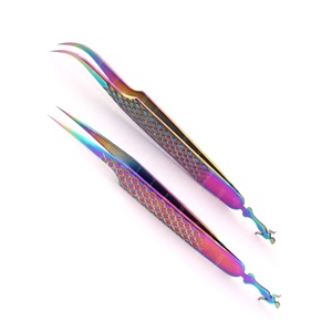 Meilleure vente pince à épiler d'extension de cils en acier inoxydable Diamond Grip Durable personnalisé emballé pointe pointue pince à cils testée à la main - Product Image 1