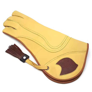 Gant de fauconnerie de haute qualité 2026 avec manchette contrastée en cuir véritable, non doublé, écologique et durable pour la chasse et les sports - Product Image 1