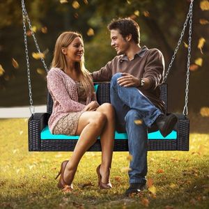 Dondolo da Giardino in Rattan per 2 Persone con Cuscini Confortevoli per Rilassarsi sul Tuo Portico - Product Image 5