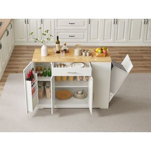 Isole da Cucina con Design Moderno Stile Fattoria 53.2"W x L, con Cassetti e Contenitore per Rifiuti, Carrelli da Cucina - Product Image 6