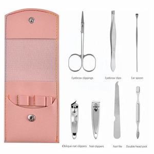 Lujoso Kit de Manicura y Pedicura de 7 Piezas para Mujer, Juego de Tijeras para Uñas de Acero Inoxidable, Cortaúñas Profesional, Bolsa de PU - Product Image 1