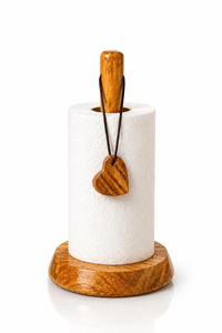 Soporte de papel toalla de madera con detalles de latón, minimalista, de pie, para rollo de cocina - Product Image 4