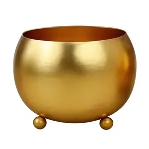 Cuenco Decorativo de Metal Dorado para Decoración del Hogar, Elegante Centro de Mesa con Acabado Dorado, Adorno de Mesa, Cuenco de Servicio de Lujo Moderno - Product Image 1