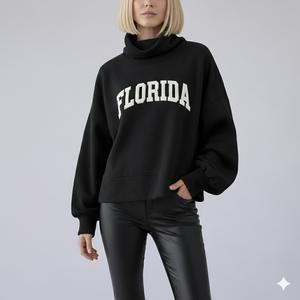 Sudadera de cuello alto oversize de manga larga para mujer al por mayor, de algodón cálido para otoño e invierno - Product Image 6