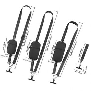 สายคล้องโทรศัพท์แบบคลิปหนีบพร้อมกระเป๋าสตางค์และกระเป๋าซิป ปรับระดับได้ กันลื่น ปรับขนาดได้ - Product Image 2