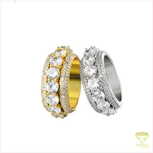 Bague en argent sterling 925 avec diamant Moissanite, ton or, pierre ronde, alliance éternité, bijoux de mariée de luxe, vente en gros - Product Image 5