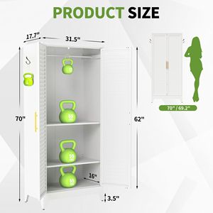 Armadio in Metallo Bianco a 2 Ante, 180 cm di Altezza, Armadio Portatile per Camera da Letto, Guardaroba Leggero per Piccoli Appartamenti - Product Image 2