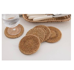 Sous-verres en rotin BOHO, sous-verres en osier, sous-verres en rotin avec logo personnalisé, sous-verres tissés à la main - Product Image 2