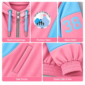 <span class=keywords><strong>Felpa</strong></span> <span class=keywords><strong>con</strong></span> cappuccio oversize <span class=keywords><strong>con</strong></span> zip Jack And Jill Of America da donna, rosa e azzurro, <span class=keywords><strong>con</strong></span> ricamo a lettere greche, stile college. - Product Image 2