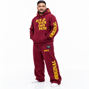 Conjunto Deportivo Rexfit con Etiqueta Personalizada para Hombre, Sudadera con Capucha de Forro Polar, Pantalones Holgados con Detalle Estampado en la Manga y Bolsillo Tipo Canguro - Product Image 2