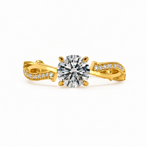 Anillo de Compromiso Antiguo de Oro Blanco de 10K con Banda Trenzada y Diamante Redondo Cultivado en Laboratorio de 1CT, Color E, Claridad VS1, 1.17CT, Joyería Fina - Product Image 2