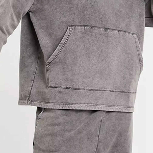Men Acid Wash Tracksuit Cotton Fabric Custom Printed Logo Breathable <b>Quick</b> Dry Two Piece Outfit OEM Wholesale Supplier - Product Image 6