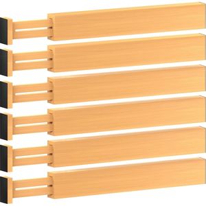 17\" 21.5\" Expandable Adjustable 6 Pack Bamboo <b>Drawer</b> <b>Organizers</b> Large Kitchen <b>Drawer</b> <b>Organizers</b> for Utensils Kitchen <b>Drawer</b> - Product Image 1