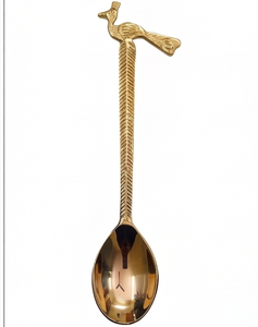 Cuillère de mariage en forme de paon couleur or de luxe, parfaite pour les hôtels, restaurants et services de table de dessert. - Product Image 3