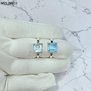 Bagues en argent avec pierre précieuse topaze bleue, argent sterling 925, bagues carrées, pierre précieuse de bonne qualité, prix de gros, bijoux en argent - Product Image 1