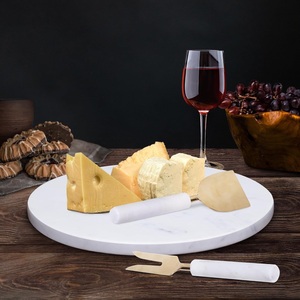 Juego de Tabla de Quesos de Mármol Blanco de Lujo con Cuchillos de Queso de Acero Inoxidable Dorado, Plato Redondo Premium para Servir Charcutería - Product Image 6