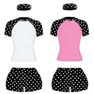 Custom Logo Women's 2-Piece Skinny Solid Polyester Quick Dry Pattern Contrast <b>Raglan</b> Sleeve Crop <b>Top</b> High Waist Shorts Set OEM - Product Image 2