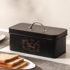 Caja de Pan Rectangular de Metal Negro con Asa, Contenedor Hermético para Almacenamiento de Alimentos en la Cocina - Product Image 4
