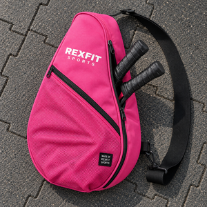 Bolsa de transporte para raqueta de squash Rexfit Sports, personalizada, con correa de hombro individual y bolsillo de malla con cremallera para sesiones en la cancha. - Product Image 1