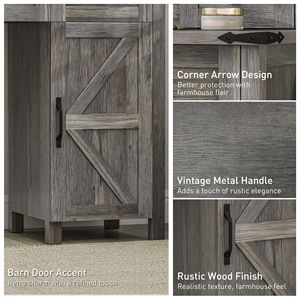 Rosewood <b>Makeup</b> <b>Vanity</b> Desk Set with Mirror and Lights Cushioned Stool Storage Drawer Cabinet Shelves for Bedroom Gray - Product Image 3