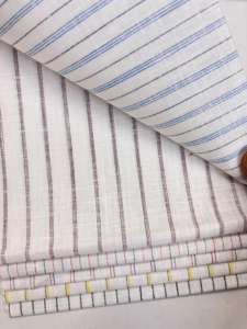 Tissu rayé en polycoton pour la confection de chemises, mélange lin-coton, largeur 58 pouces, qualité export, à prix abordable - Product Image 5